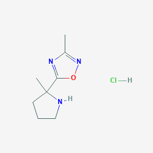 molecular formula C8H14ClN3O B1402622 3-Methyl-5-(2-methylpyrrolidin-2-yl)-1,2,4-oxadiazole hydrochloride CAS No. 1361116-14-4