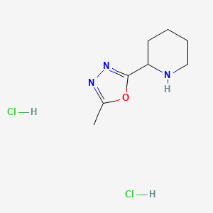 molecular formula C8H15Cl2N3O B1402623 2-(5-Methyl-[1,3,4]oxadiazol-2-yl)-piperidine dihydrochloride CAS No. 1361112-33-5