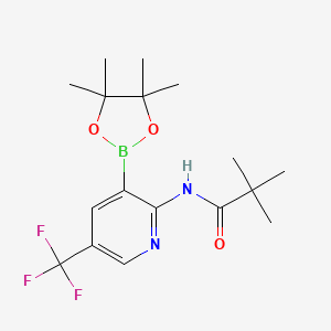 molecular formula C17H24BF3N2O3 B1402625 N-(3-(4,4,5,5-Tetramethyl-1,3,2-dioxaborolan-2-YL)-5-(trifluoromethyl)pyridin-2-YL)pivalamide CAS No. 1357387-24-6