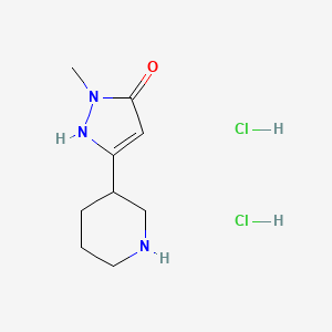 molecular formula C9H17Cl2N3O B1402632 2-Methyl-5-piperidin-3-yl-2H-pyrazol-3-ol dihydrochloride CAS No. 1229625-41-5