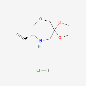 molecular formula C9H16ClNO3 B14026336 (8R)-8-Vinyl-1,4,10-trioxa-7-azaspiro[4.6]undecane hydrochloride 