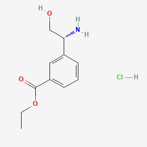 molecular formula C11H16ClNO3 B14026375 Ethyl (R)-3-(1-amino-2-hydroxyethyl)benzoate hydrochloride 