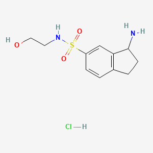 molecular formula C11H17ClN2O3S B1402638 3-Amino-indan-5-sulfonic acid (2-hydroxy-ethyl)-amidehydrochloride CAS No. 1361112-35-7