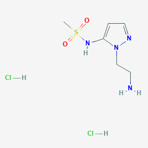 molecular formula C6H14Cl2N4O2S B1402639 N-[2-(2-Amino-ethyl)-2H-pyrazol-3-yl]-methanesulfonamide dihydrochloride CAS No. 1361112-40-4