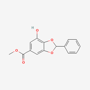 molecular formula C15H12O5 B14026412 Methyl 7-hydroxy-2-phenylbenzo[d][1,3]dioxole-5-carboxylate 