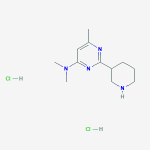 molecular formula C12H22Cl2N4 B1402644 Dimethyl-(6-methyl-2-piperidin-3-yl-pyrimidin-4-yl)-amine dihydrochloride CAS No. 1361113-30-5
