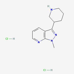 molecular formula C12H18Cl2N4 B1402645 1-Methyl-3-piperidin-3-yl-1H-pyrazolo[3,4-b]pyridine dihydrochloride CAS No. 1361113-44-1