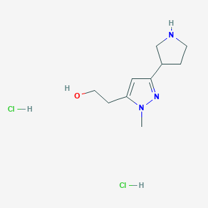 molecular formula C10H19Cl2N3O B1402646 2-(2-Methyl-5-pyrrolidin-3-yl-2H-pyrazol-3-yl)-ethanol dihydrochloride CAS No. 1361112-57-3