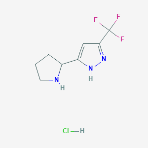 molecular formula C8H11ClF3N3 B1402647 3-(吡咯烷-2-基)-5-(三氟甲基)-1H-吡唑盐酸盐 CAS No. 1361111-76-3