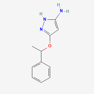 molecular formula C11H13N3O B14026562 5-(1-Phenylethoxy)-1H-pyrazol-3-amine 