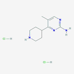 molecular formula C10H18Cl2N4 B1402665 5-甲基-4-(哌啶-4-基)嘧啶-2-胺二盐酸盐 CAS No. 1361116-57-5
