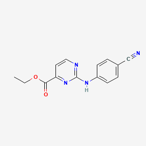 molecular formula C14H12N4O2 B1402670 Ethyl 2-[(4-cyanophenyl)amino]pyrimidine-4-carboxylate CAS No. 1393845-81-2