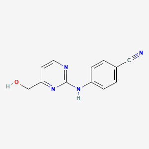 molecular formula C12H10N4O B1402671 4-{[4-(羟甲基)嘧啶-2-基]氨基}苯甲腈 CAS No. 1393845-77-6