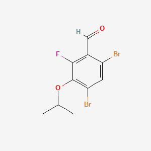 molecular formula C10H9Br2FO2 B14026718 4,6-Dibromo-2-fluoro-3-isopropoxybenzaldehyde 