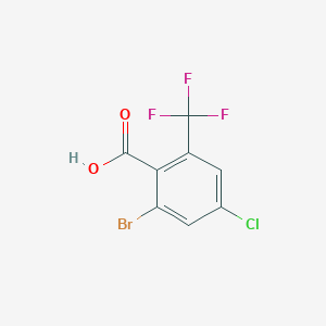 molecular formula C8H3BrClF3O2 B14026719 2-Bromo-4-chloro-6-(trifluoromethyl)benzoic acid 