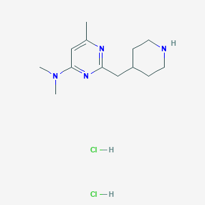 molecular formula C13H24Cl2N4 B1402677 二甲基-(6-甲基-2-哌啶-4-基甲基-嘧啶-4-基)-胺二盐酸盐 CAS No. 1361116-50-8