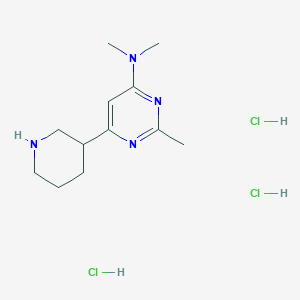 molecular formula C12H23Cl3N4 B1402678 Dimethyl-(2-methyl-6-piperidin-3-yl-pyrimidin-4-yl)-amine trihydrochloride CAS No. 1361116-34-8