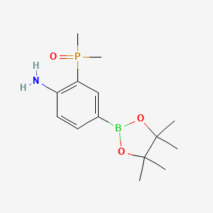 molecular formula C14H23BNO3P B14026784 (2-Amino-5-(4,4,5,5-tetramethyl-1,3,2-dioxaborolan-2-yl)phenyl)dimethylphosphine oxide 