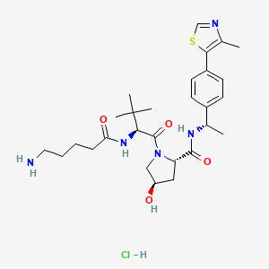 molecular formula C28H42ClN5O4S B14026855 (2S,4R)-1-((S)-2-(5-Aminopentanamido)-3,3-dimethylbutanoyl)-4-hydroxy-N-((S)-1-(4-(4-methylthiazol-5-YL)phenyl)ethyl)pyrrolidine-2-carboxamide hydrochloride 