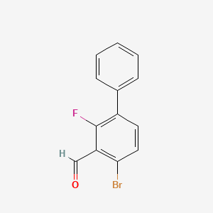 molecular formula C13H8BrFO B14026856 4-Bromo-2-fluoro-[1,1'-biphenyl]-3-carbaldehyde 