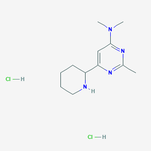 molecular formula C12H22Cl2N4 B1402689 二甲基-(2-甲基-6-哌啶-2-基-嘧啶-4-基)-胺二盐酸盐 CAS No. 1361111-29-6