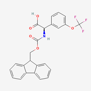 molecular formula C24H18F3NO5 B14027000 (2R)-2-((((9H-Fluoren-9-YL)methoxy)carbonyl)amino)-2-(3-(trifluoromethoxy)phenyl)acetic acid 