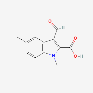 molecular formula C12H11NO3 B14027018 3-formyl-1,5-dimethyl-1H-indole-2-carboxylic acid 