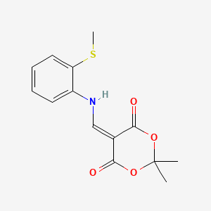 molecular formula C14H15NO4S B14027026 2,2-Dimethyl-5-{[2-(methylsulfanyl)anilino]methylene}-1,3-dioxane-4,6-dione 