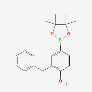 molecular formula C19H23BO3 B14027041 2-Benzyl-4-(4,4,5,5-tetramethyl-1,3,2-dioxaborolan-2-yl)phenol 