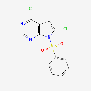 molecular formula C12H7Cl2N3O2S B1402707 4,6-二氯-7-(苯磺酰基)-7H-吡咯并[2,3-d]嘧啶 CAS No. 1346447-19-5