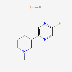 molecular formula C10H15Br2N3 B1402710 2-Bromo-5-(1-methylpiperidin-3-yl)pyrazine hydrobromide CAS No. 1361113-51-0
