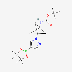 tert-butyl N-[3-[4-(4,4,5,5-tetramethyl-1,3,2-dioxaborolan-2-yl)pyrazol-1-yl]-1-bicyclo[1.1.1]pentanyl]carbamate