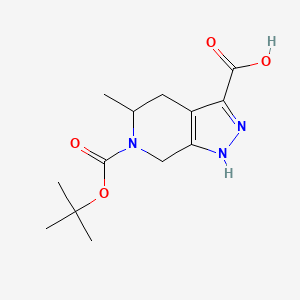 molecular formula C13H19N3O4 B14027242 6-(Tert-butoxycarbonyl)-5-methyl-4,5,6,7-tetrahydro-1H-pyrazolo[3,4-C]pyridine-3-carboxylic acid 