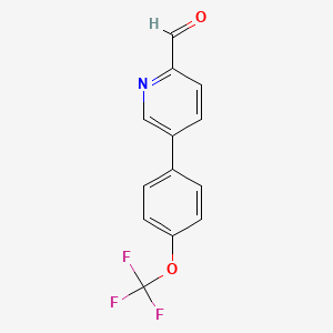 molecular formula C13H8F3NO2 B14027254 5-(4-(Trifluoromethoxy)phenyl)picolinaldehyde 