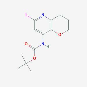molecular formula C13H17IN2O3 B1402731 叔丁基（6-碘-3,4-二氢-2H-吡喃并[3,2-b]吡啶-8-基）氨基甲酸酯 CAS No. 1346447-06-0