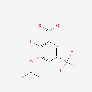 molecular formula C12H12F4O3 B14027317 Methyl 2-fluoro-3-isopropoxy-5-(trifluoromethyl)benzoate 