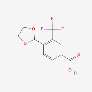 molecular formula C11H9F3O4 B14027340 4-(1,3-Dioxolan-2-yl)-3-(trifluoromethyl)benzoic acid 