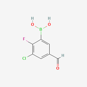 molecular formula C7H5BClFO3 B14027404 (3-Chloro-2-fluoro-5-formylphenyl)boronic acid 