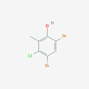 molecular formula C7H5Br2ClO B14027505 4,6-Dibromo-3-chloro-2-methylphenol 