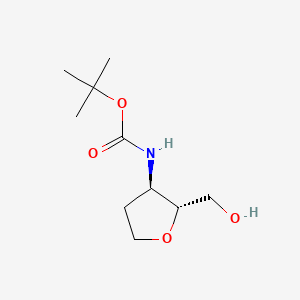 molecular formula C10H19NO4 B14027568 Tert-butyl ((2R,3R)-2-(hydroxymethyl)tetrahydrofuran-3-YL)carbamate 