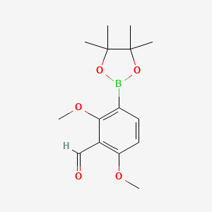 molecular formula C15H21BO5 B14027583 2,6-Dimethoxy-3-(4,4,5,5-tetramethyl-1,3,2-dioxaborolan-2-yl)benzaldehyde 