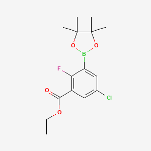 molecular formula C15H19BClFO4 B14027688 Ethyl 5-chloro-2-fluoro-3-(4,4,5,5-tetramethyl-1,3,2-dioxaborolan-2-yl)benzoate 