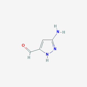 molecular formula C4H5N3O B1402770 3-氨基-1H-吡唑-5-甲醛 CAS No. 1452554-33-4