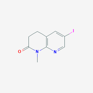 molecular formula C9H9IN2O B14027731 6-Iodo-1-methyl-3,4-dihydro-1,8-naphthyridin-2(1H)-one 