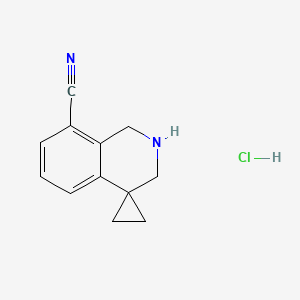 molecular formula C12H13ClN2 B1402776 2',3'-dihydro-1'H-spiro[cyclopropane-1,4'-isoquinoline]-8'-carbonitrile hydrochloride CAS No. 1203683-22-0