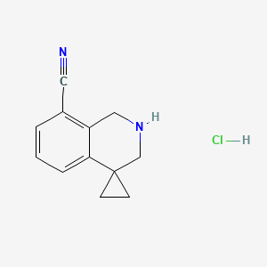 molecular formula C12H13ClN2 B1402776 2',3'-二氢-1'H-螺[环丙烷-1,4'-异喹啉]-8'-腈盐酸盐 CAS No. 1203683-22-0