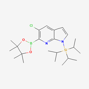molecular formula C22H36BClN2O2Si B1402778 5-氯-6-(4,4,5,5-四甲基-1,3,2-二恶杂硼环-2-基)-1-(三异丙基甲硅烷基)-1H-吡咯并[2,3-B]吡啶 CAS No. 2096998-68-2