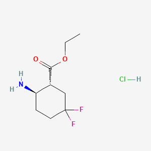 molecular formula C9H16ClF2NO2 B14027781 ethyl (1R,2R)-2-amino-5,5-difluoro-cyclohexanecarboxylate;hydrochloride 