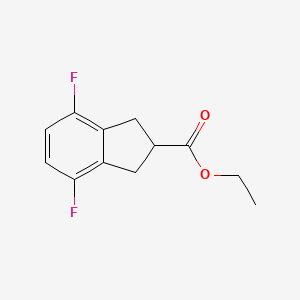 molecular formula C12H12F2O2 B14027782 Ethyl 4,7-difluoro-2,3-dihydro-1H-indene-2-carboxylate 