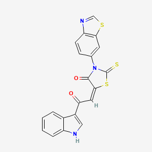 molecular formula C20H11N3O2S3 B1402785 3-Benzothiazol-6-yl-5-[2-(1H-indol-3-yl)-2-oxo-ethylidene]-2-thioxo-thiazolidin-4-one CAS No. 1380572-34-8
